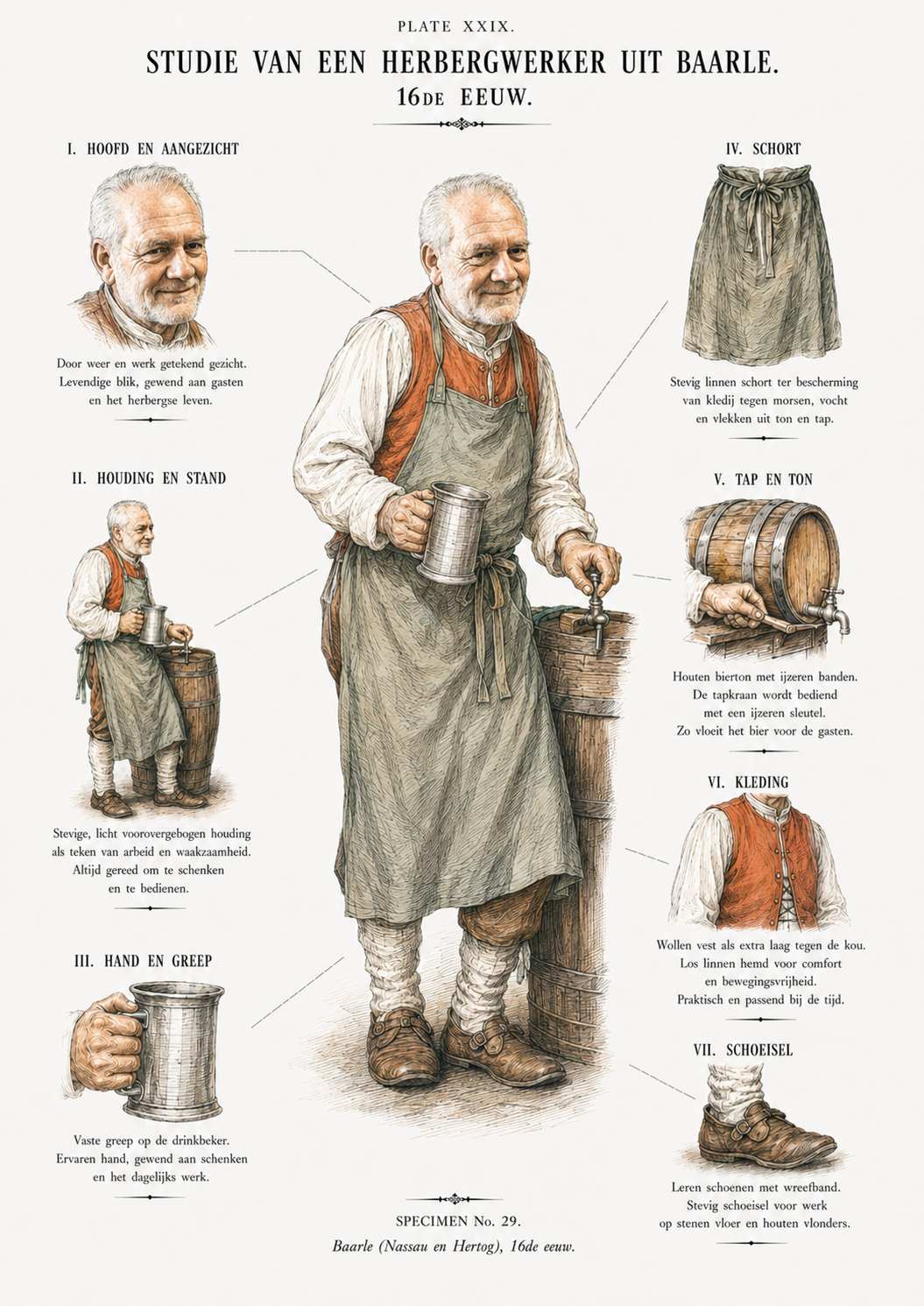 Modelstudie van een herbergwerker