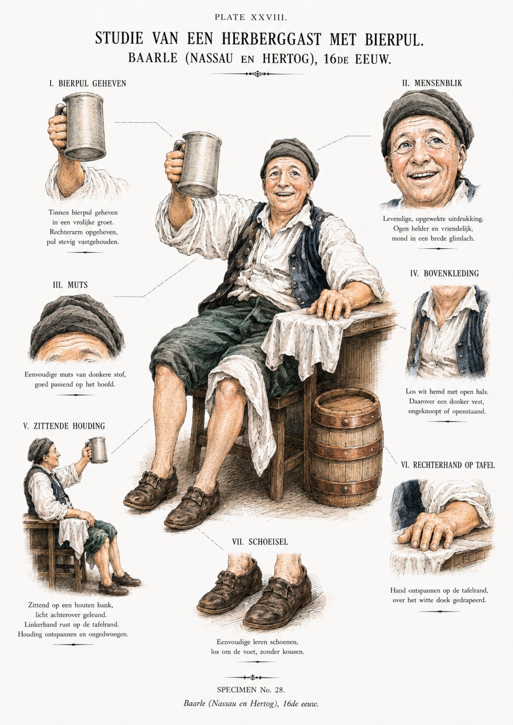 Modelstudie van Jan Donders als herberggast met bierpul